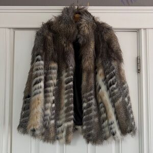 Topshop Multicolor Faux Fur Coat – Cozy Statement Winter Jacket - Burning Man